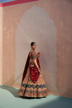 Load image into Gallery viewer, Nude Raw Silk Double Dupatta Lehenga Set