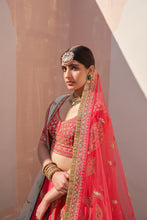 Load image into Gallery viewer, Red Double Dupatta Lehenga Set