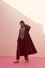 Load image into Gallery viewer, Maroon Velvet Choga Set