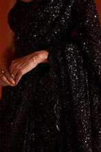 Load image into Gallery viewer, Black Sequins Georgette Saree