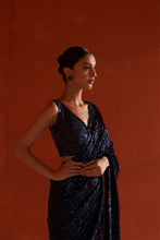 Load image into Gallery viewer, Midnight Blue Georgette Saree