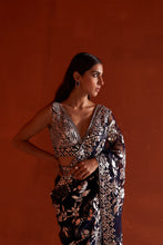 Load image into Gallery viewer, Midnight Blue Net Saree