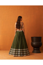 Load image into Gallery viewer, Forest Green Raw Silk Lehenga Set