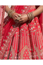 Load image into Gallery viewer, Red Double Dupatta Lehenga Set