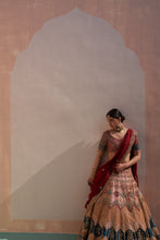 Load image into Gallery viewer, Nude Raw Silk Double Dupatta Lehenga Set