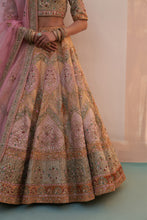 Load image into Gallery viewer, Gold Organza Double Dupatta Lehenga Set