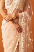 Load image into Gallery viewer, Peach Net saree