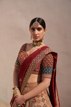 Load image into Gallery viewer, Nude Raw Silk Double Dupatta Lehenga Set