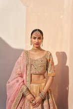 Load image into Gallery viewer, Gold Organza Double Dupatta Lehenga Set