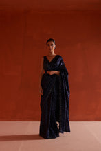 Load image into Gallery viewer, Midnight Blue Georgette Saree