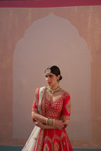 Load image into Gallery viewer, Red Double Dupatta Lehenga Set