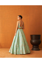 Load image into Gallery viewer, Sea Green Raw Silk Lehenga Set