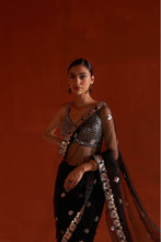 Load image into Gallery viewer, Black Net Saree