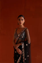 Load image into Gallery viewer, Black Net Saree