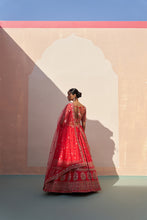 Load image into Gallery viewer, Red Double Dupatta Lehenga Set
