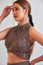 Load image into Gallery viewer, GREY CROP TOP AND OMBRE SKIRT