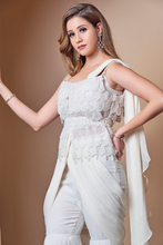 Load image into Gallery viewer, SCALLOP LAYERED JACKET PANT SAREE