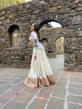 Load image into Gallery viewer, Ivory and Pink Lucknowi Lehenga set with Organza jacket