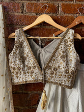 Load image into Gallery viewer, Grey raw silk lehenga Set