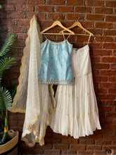 Load image into Gallery viewer, Powder Blue and Ivory Mirror work sharara set