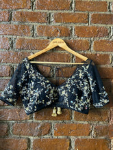 Load image into Gallery viewer, Black placement embroidered lehenga set