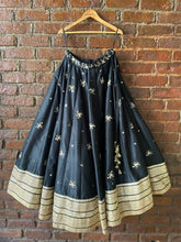 Load image into Gallery viewer, Black placement embroidered lehenga set