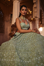 Load image into Gallery viewer, Mint embroidered lehenga
