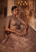 Load image into Gallery viewer, Dust peach organza lehenga