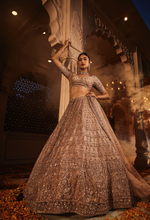 Load image into Gallery viewer, Dust peach organza lehenga