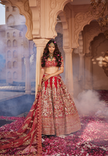Load image into Gallery viewer, Red heavily embroidered lehenga