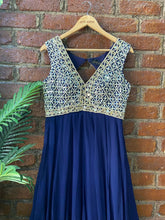 Load image into Gallery viewer, Navy Blue Mirror work Gown