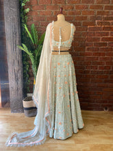 Load image into Gallery viewer, Mint 3D embroidered Lehenga Set