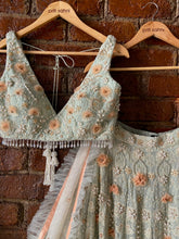Load image into Gallery viewer, Mint 3D embroidered Lehenga Set