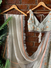 Load image into Gallery viewer, Mint 3D embroidered Lehenga Set