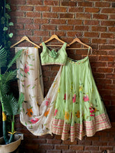 Load image into Gallery viewer, Mint Hand painted Organza Lehenga set
