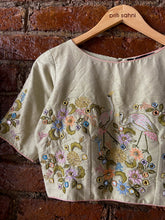 Load image into Gallery viewer, Lavender saree and Mint Green embroidered blouse set