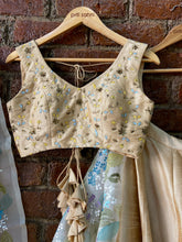 Load image into Gallery viewer, Beige hand painted and hand embroidered lehenga set