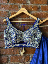 Load image into Gallery viewer, Royal Blue raw silk mirror work lehenga set