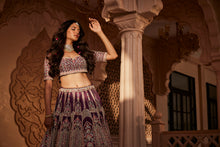 Load image into Gallery viewer, Wine raw silk hand embroidered lehenga
