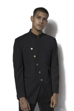 Load image into Gallery viewer, Black Angrakha Bandhgala Set