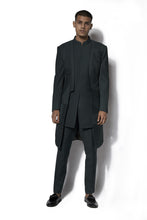 Load image into Gallery viewer, Forest Green Asymmetrical layered Long Jacket Set