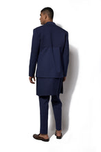 Load image into Gallery viewer, Navy Asymmetric Bandhgala With Kurta Set