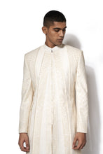 Load image into Gallery viewer, Ivory Asymmetrical Embroidered Long Jacket Set