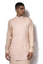 Load image into Gallery viewer, Peach Asymmetrical Embroidered Bandi Kurta Set