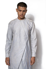 Load image into Gallery viewer, Ice blue Asymmetrical Embroidered Kurta set