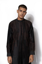 Load image into Gallery viewer, Black Asymmetrical Layered Kurta Set