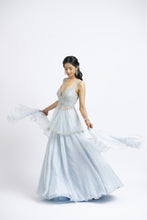 Load image into Gallery viewer, ICE BLUE PEPLUM LEHENGA SET