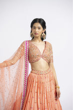 Load image into Gallery viewer, MANGO ORANGE GEORGETTE LEHENGA CHOLI SET
