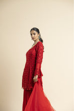 Load image into Gallery viewer, RED GEORGETTE GARARA SET