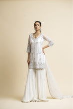 Load image into Gallery viewer, OFF WHITE TULLE SHIRT AND DUPATTA WITH MOKAISH GARARA